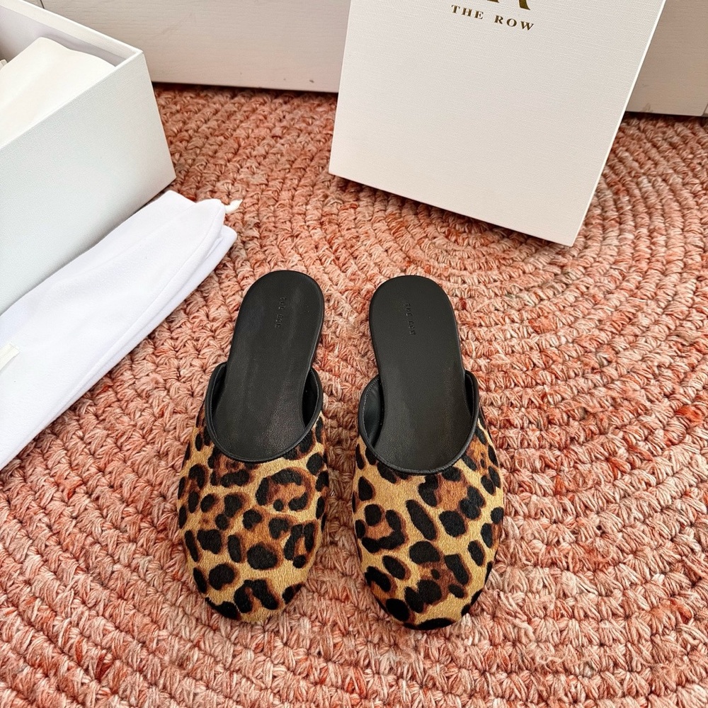 The Row Leopard-Print Slip-On Mules - Brown & Black